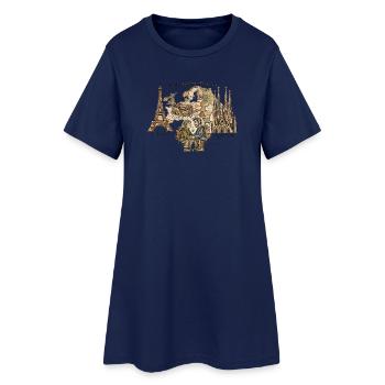 Abenteuerliche Liebe unter Denkmälern - Frauen T-Shirt-Kleid - Light Navy - Vorne