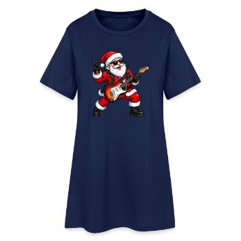 Rockender Weihnachts-Santa mit E-Gitarre - Frauen T-Shirt-Kleid - Light Navy - Vorne