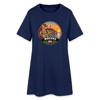 Rovinj Kroatien Hafen Stadt Sonnenuntergang Meer - Frauen T-Shirt-Kleid - Light Navy - Vorne