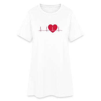 Herzschlag-EKG-Linie Medizinischer Pulswellen-Ikon-Vektor - Frauen T-Shirt-Kleid - Weiß - Vorne