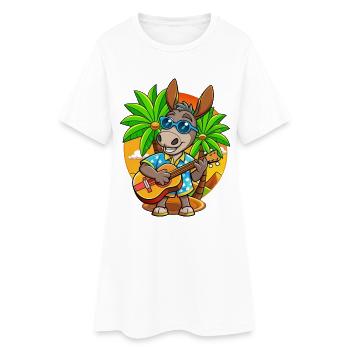 Lustige Esel Cartoon Sommer Strand Sonnenbrille - Frauen T-Shirt-Kleid - Weiß - Vorne