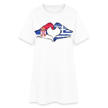 Serbie Grèce drapeau mains forme coeur utilisé - Robe T-shirt Femme - blanc - Devant