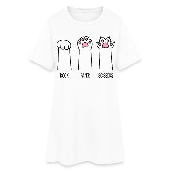 Roche Papier Ciseaux - Robe T-shirt Femme - blanc - Devant