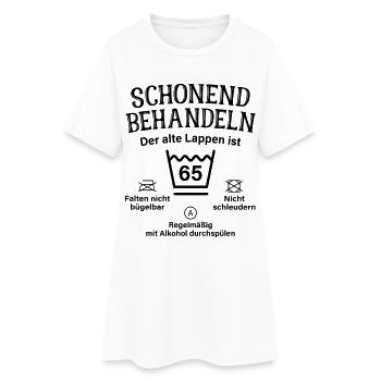 65. Geburtstag Schonend Behandeln Alte Lappen 65 - Frauen T-Shirt-Kleid - Weiß - Vorne