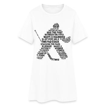 Goalie Lingo - Grunge Text-Version (Schwarzdruck) - Frauen T-Shirt-Kleid - Weiß - Vorne