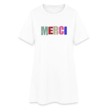 Vielen Dank - Frauen T-Shirt-Kleid - Weiß - Vorne