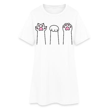 Ciseaux Pierre Papier Patte Patte Jeu Patte Cat Pattes - Robe T-shirt Femme - blanc - Devant