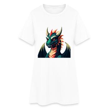 Drache Cartoon Figur Buntes Haustier Tier - Frauen T-Shirt-Kleid - Weiß - Vorne