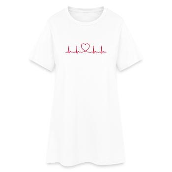 Herzschlag-EKG-Linie Medizinischer Pulswellen-Ikon-Vektor - Frauen T-Shirt-Kleid - Weiß - Vorne
