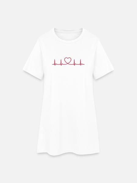 Ligne ECG du battement cardiaque Vecteur d’ondes d’impulsion médicale - Robe T-shirt Femme - blanc