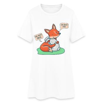 Da wo sich Fuchs und Hase 'Gute Nacht' sagen - Frauen T-Shirt-Kleid - Weiß - Vorne