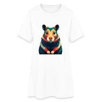 Hamster Zeichentrickfigur Buntes Haustier Tier - Frauen T-Shirt-Kleid - Weiß - Vorne