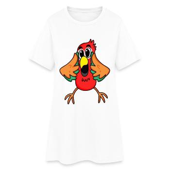Papagei Dschungel - Frauen T-Shirt-Kleid - Weiß - Vorne