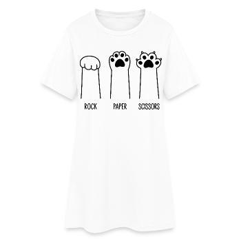 Roche Papier Ciseaux - Robe T-shirt Femme - blanc - Devant