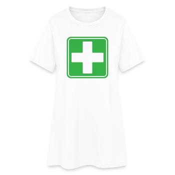First Aid Medical Cross Safety Sign Vector Icon - Women’s T-Shirt Dress - white - Front
