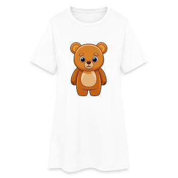 Ours Mignon Mascotte Personnage De Dessin Animé Kawaii - Robe T-shirt Femme - blanc - Devant
