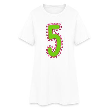 5. 5 ANS. 5e ANNIVERSAIRE. ANNIVERSAIRE 5 ANS - Robe T-shirt Femme - blanc - Devant