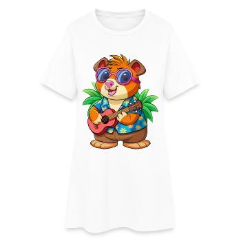 Drôle Cochon D’Inde Lunettes De Soleil De Plage D’été Hawaïen - Robe T-shirt Femme - blanc - Devant