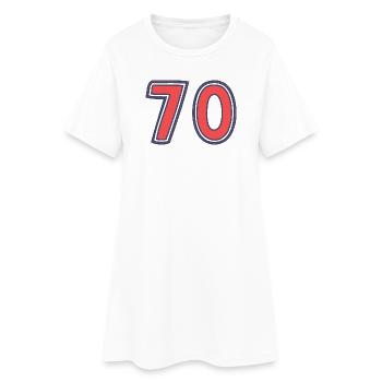 70. 70 JAHRE. 70-JÄHRIGES JUBILÄUM. 70-JÄHRIGES JUBILÄUM. - Frauen T-Shirt-Kleid - Weiß - Vorne