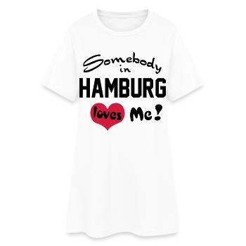 hamburg - Frauen T-Shirt-Kleid - Weiß - Vorne