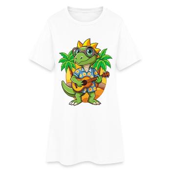 Lustige Eidechse Sommer Strand Sonnenbrille Hawaiianisch - Frauen T-Shirt-Kleid - Weiß - Vorne