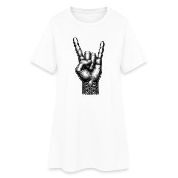 Rock on Hand avec des cornes de diable - Robe T-shirt Femme - blanc - Devant