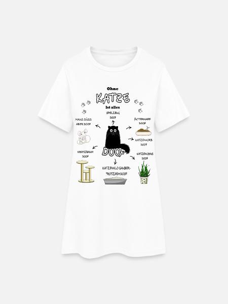 Katze Cat Kitten Kater Kätzchen Katzen schwarz - Frauen T-Shirt-Kleid - Weiß