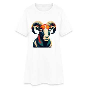 Ram Cartoon Figur Buntes Haustier Tier - Frauen T-Shirt-Kleid - Weiß - Vorne