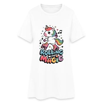 Mit Magie rollen - Frauen T-Shirt-Kleid - Weiß - Vorne