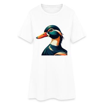 Duck Cartoon Character Colorful Pet Animal - Women’s T-Shirt Dress - white - Front