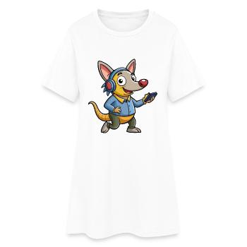 Aardvark Funny Cartoon Character Casque Musique - Robe T-shirt Femme - blanc - Devant