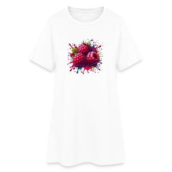 Himbeeren-Farbexplosion - Frauen T-Shirt-Kleid - Weiß - Vorne