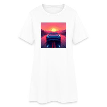 Elektrische Autobahn - Frauen T-Shirt-Kleid - Weiß - Vorne