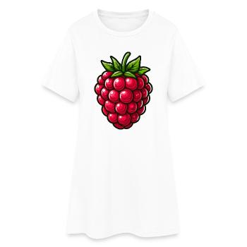 Himbeere, Obst - Frauen T-Shirt-Kleid - Weiß - Vorne