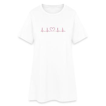 Herzschlag-EKG-Linie Medizinischer Pulswellen-Ikon-Vektor - Frauen T-Shirt-Kleid - Weiß - Vorne