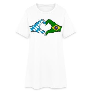 Bavière, Brésil, Drapeau, Mains, Forme Coeur - Robe T-shirt Femme - blanc - Devant
