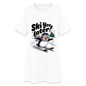 Skiez vous plus tard - Robe T-shirt Femme - blanc - Devant
