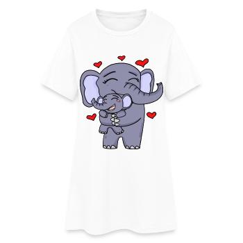 Éléphant mignon - Robe T-shirt Femme - blanc - Devant