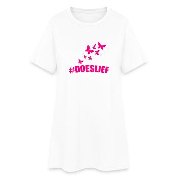 doeslief ganz in Pink mit haufenweise Schmetterlingen - Frauen T-Shirt-Kleid - Weiß - Vorne