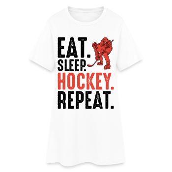 Red Hockey Player Silhouette - Women’s T-Shirt Dress - white - Front