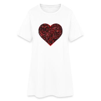 Musiknoten-Herz - Frauen T-Shirt-Kleid - Weiß - Vorne