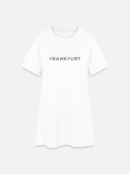 Frankfurt Stadt in Hessen Schraffur Schriftzug - Frauen T-Shirt-Kleid - Weiß