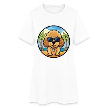 Toy Poodle Dog Breed Cartoon Sunglasses Beach - Women’s T-Shirt Dress - white - Front