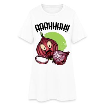 Onion chaos neon illustration - Women’s T-Shirt Dress - white - Front