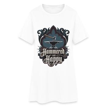 Martelé et heureux - Robe T-shirt Femme - blanc - Devant
