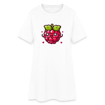 Liebe Himbeere - Frauen T-Shirt-Kleid - Weiß - Vorne