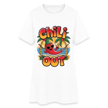 Chili raus - Frauen T-Shirt-Kleid - Weiß - Vorne