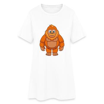 Big Foot Niedliche Maskottchen Zeichentrickfigur Kawaii - Frauen T-Shirt-Kleid - Weiß - Vorne