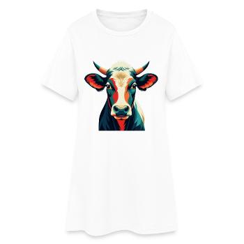 Kuh Cartoon Figur Buntes Haustier Tier - Frauen T-Shirt-Kleid - Weiß - Vorne