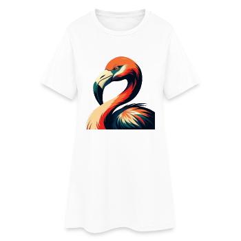 Flamant rose, personnage de dessin animé, animal de compagnie coloré - Robe T-shirt Femme - blanc - Devant